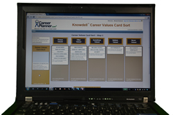 pic of laptop running knowdell career values card sort